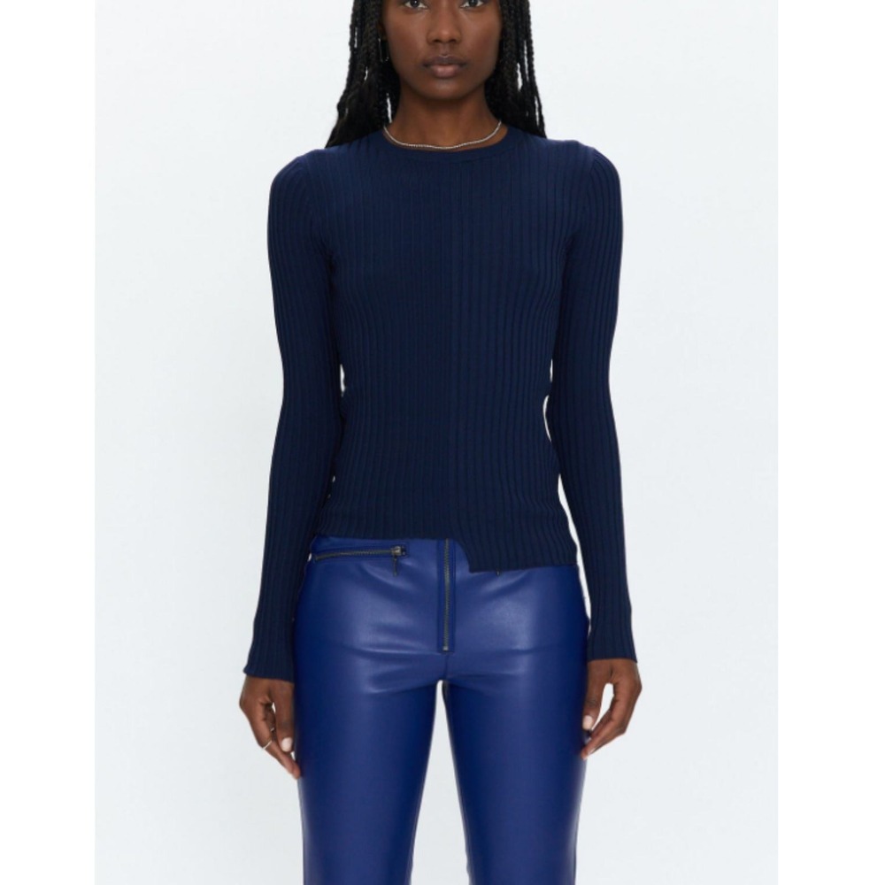 Pistola Betty Ribbed Sweater Women Medium Navy Asymmetric Hem P00062090RS